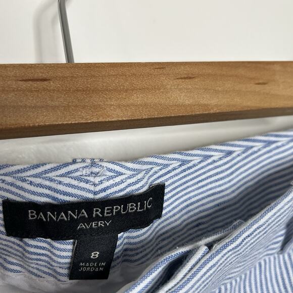 Banana Republic Avery Striped Pants Blue White Womens 8 Preppy Nautical Linen - Picture 4 of 8